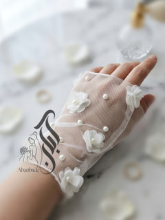دستکش عروس شکوفه مروارید✨️